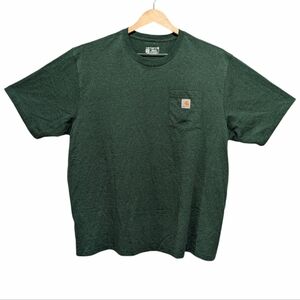 Carhartt Heather Green Cotton Crew Neck Logo Pocket T Shirt Mens Loose Fit 2XL